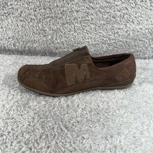 Merrell Arabesque Leather Espresso Brown Suede Zip Up Oxford Shoes Women 9.5